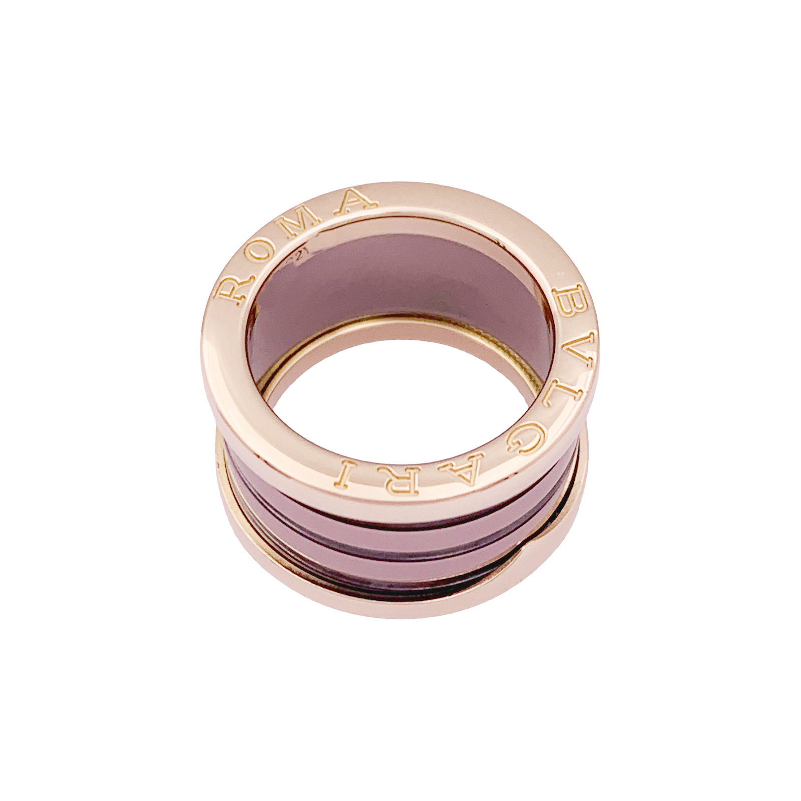 Bague Bulgari, "B.Zero1", or rose, cermet. 3