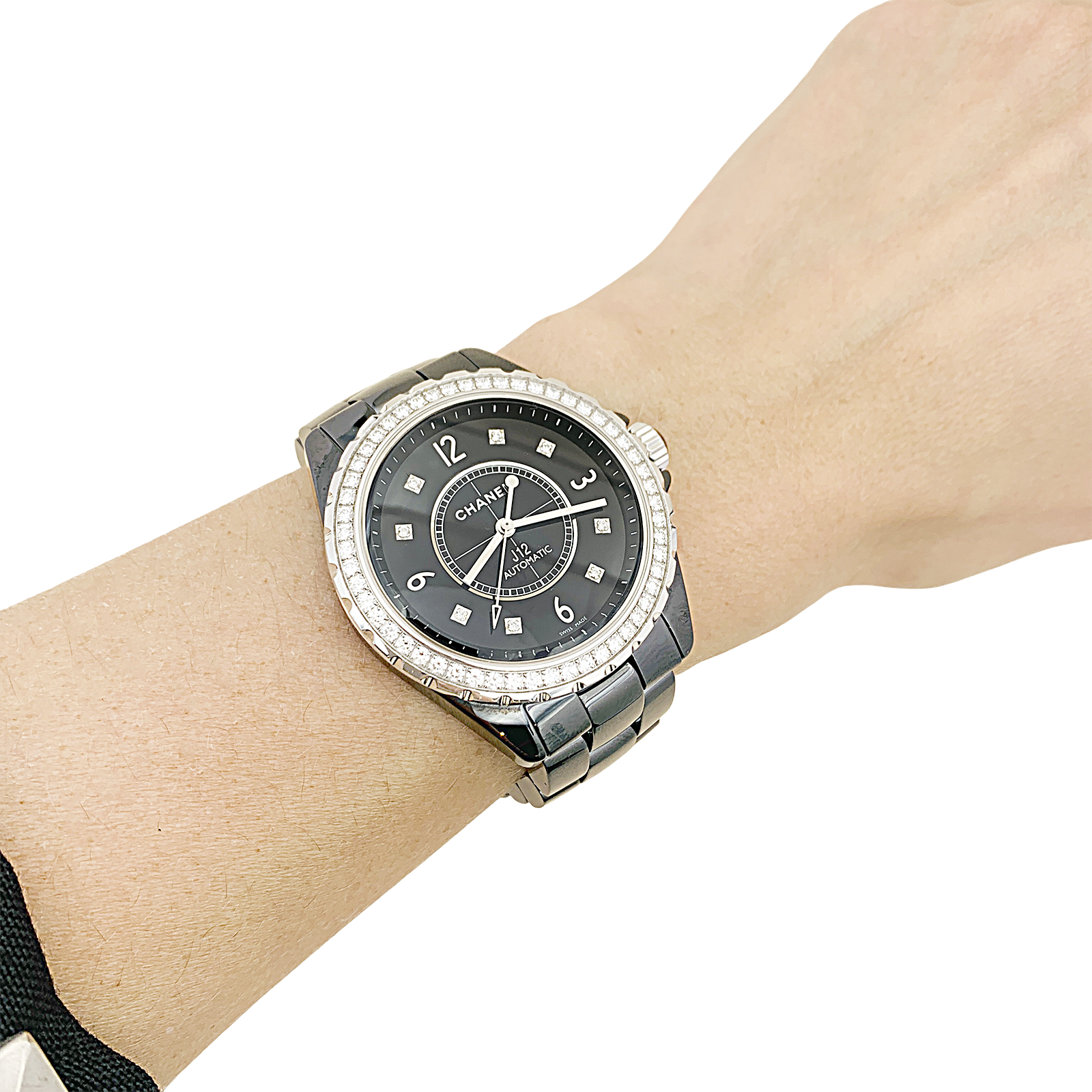 Montre Chanel, "J12", céramique noire, diamants. 6