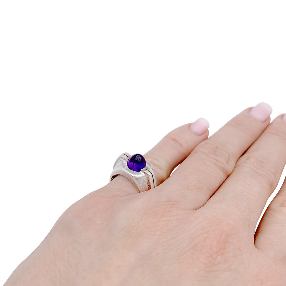 Bague attribuée à Boivin, argent et améthyste 7