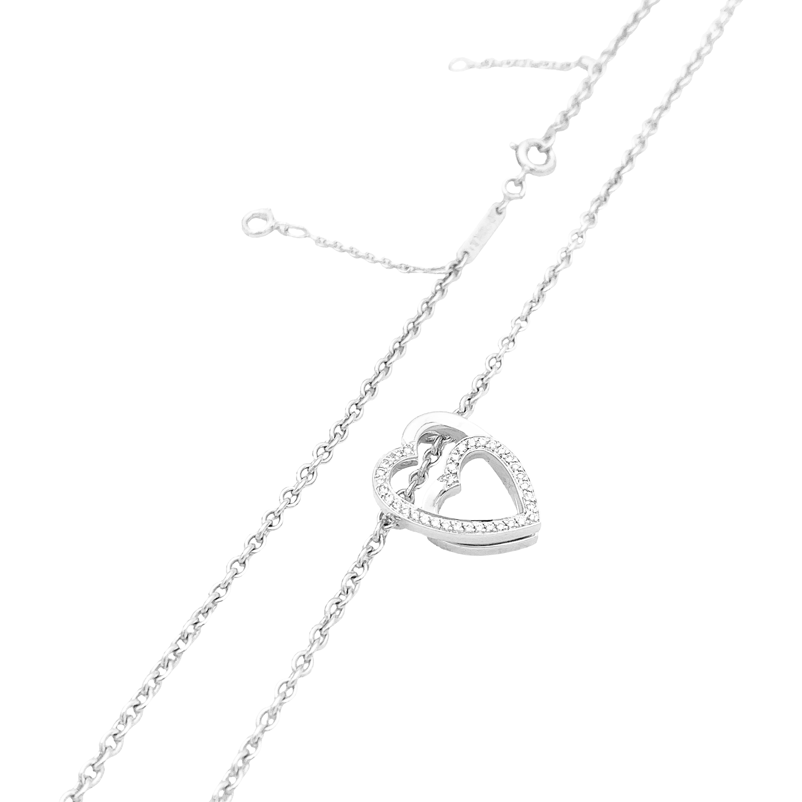 Collier Cartier, "Coeurs", or blanc, diamants. 3