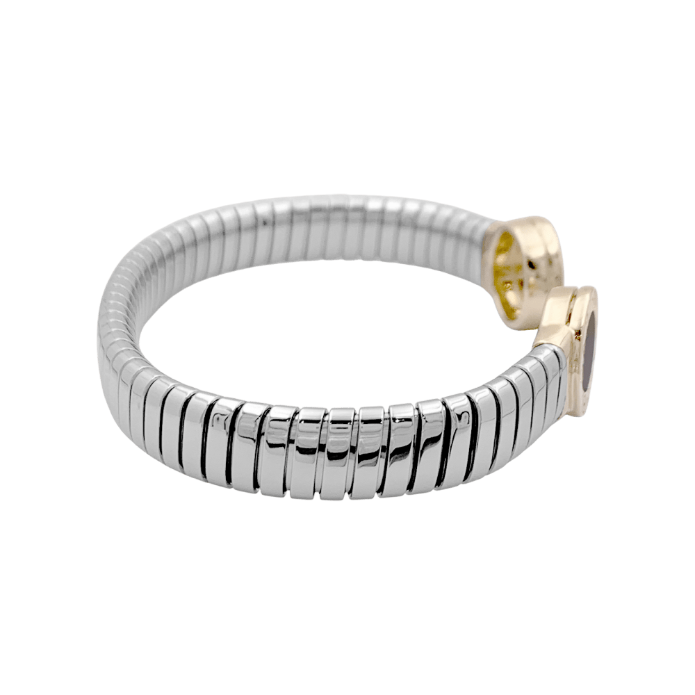 Bracelet Bulgari, "Bulgari-Bulgari", acier, or jaune et onyx. 35154 3
