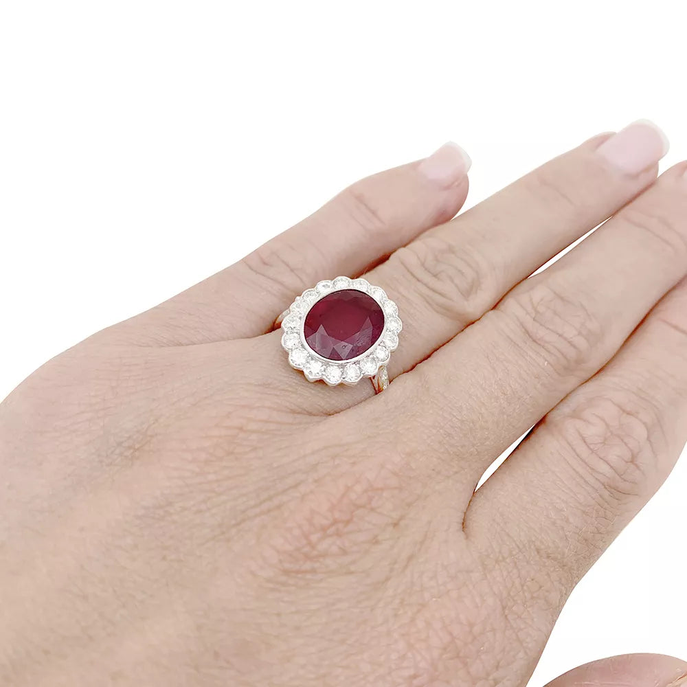 Bague Pompadour rubis, platine, or blanc, diamants. 6