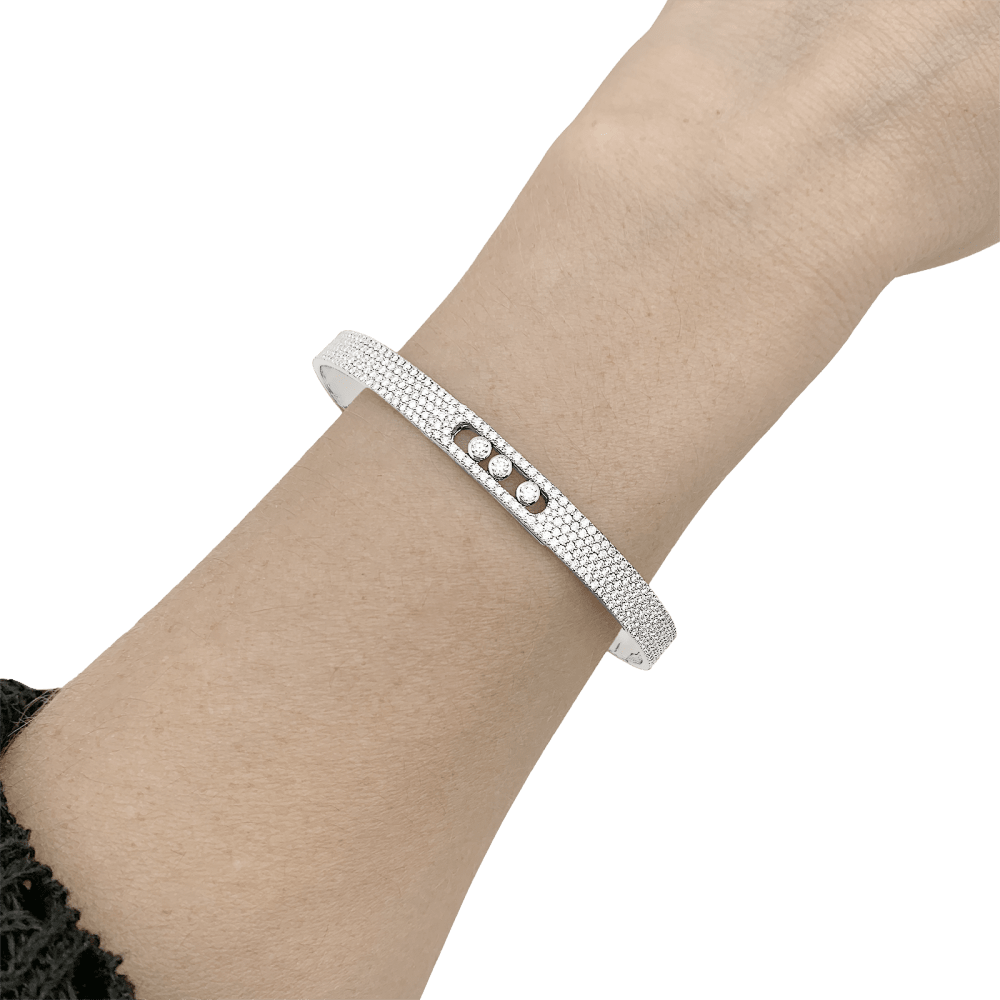 Bracelet Messika, "Bangle Pavé Move Noa", or blanc et diamants. 7