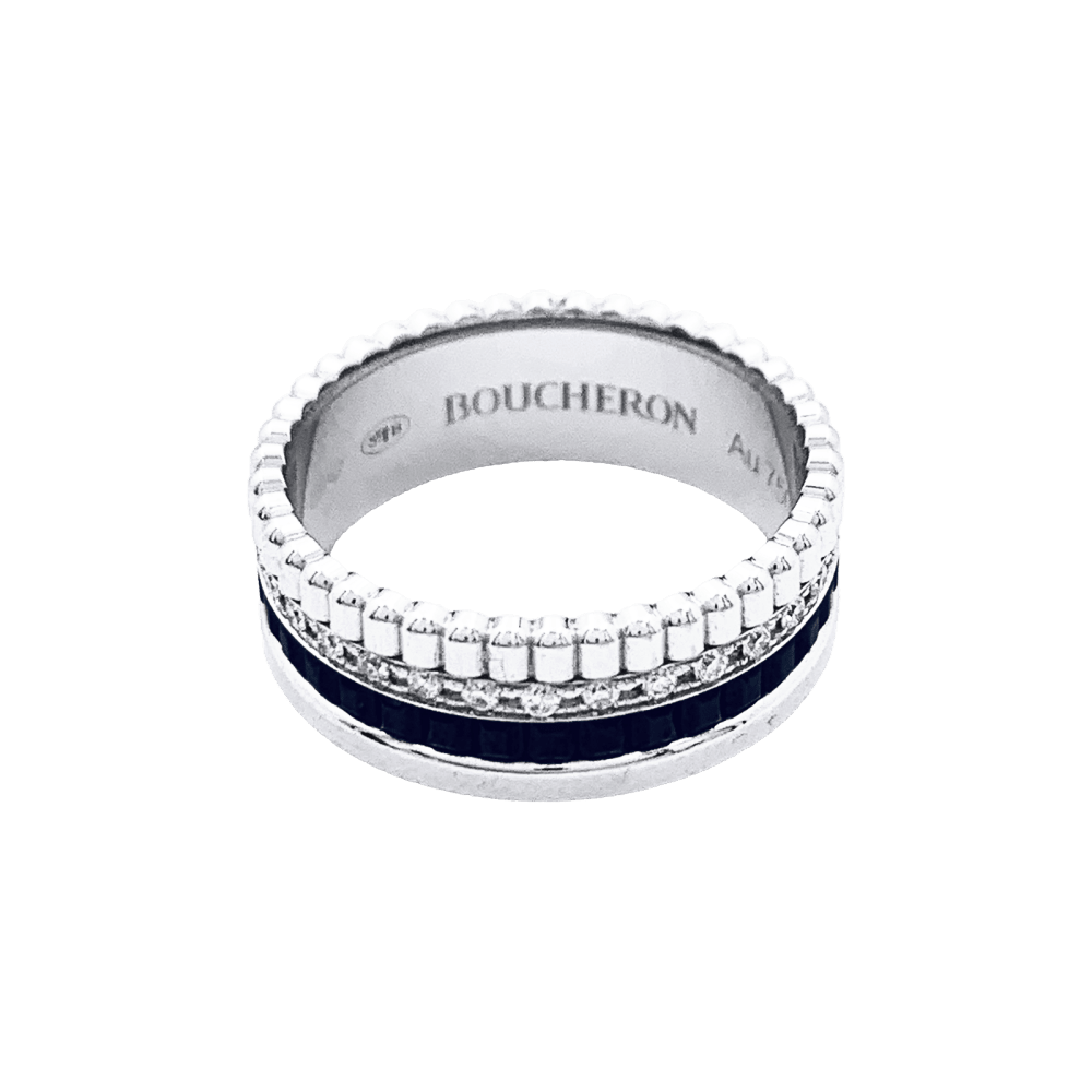 Bague Boucheron,"Quatre Black Edition Small", en or blanc, PVD, diamants. 2