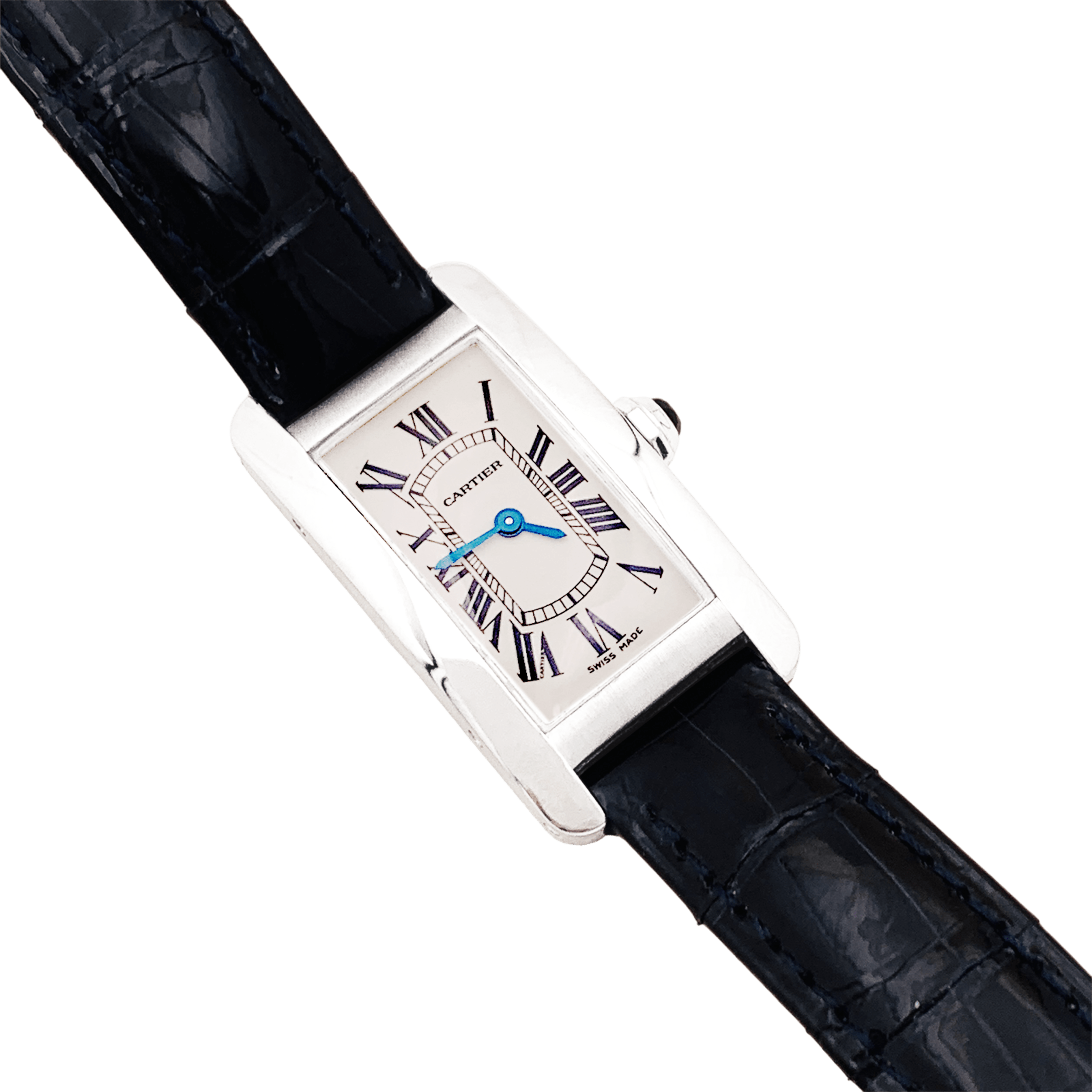 Montre Cartier, "Tank Américaine", acier, cuir. 3
