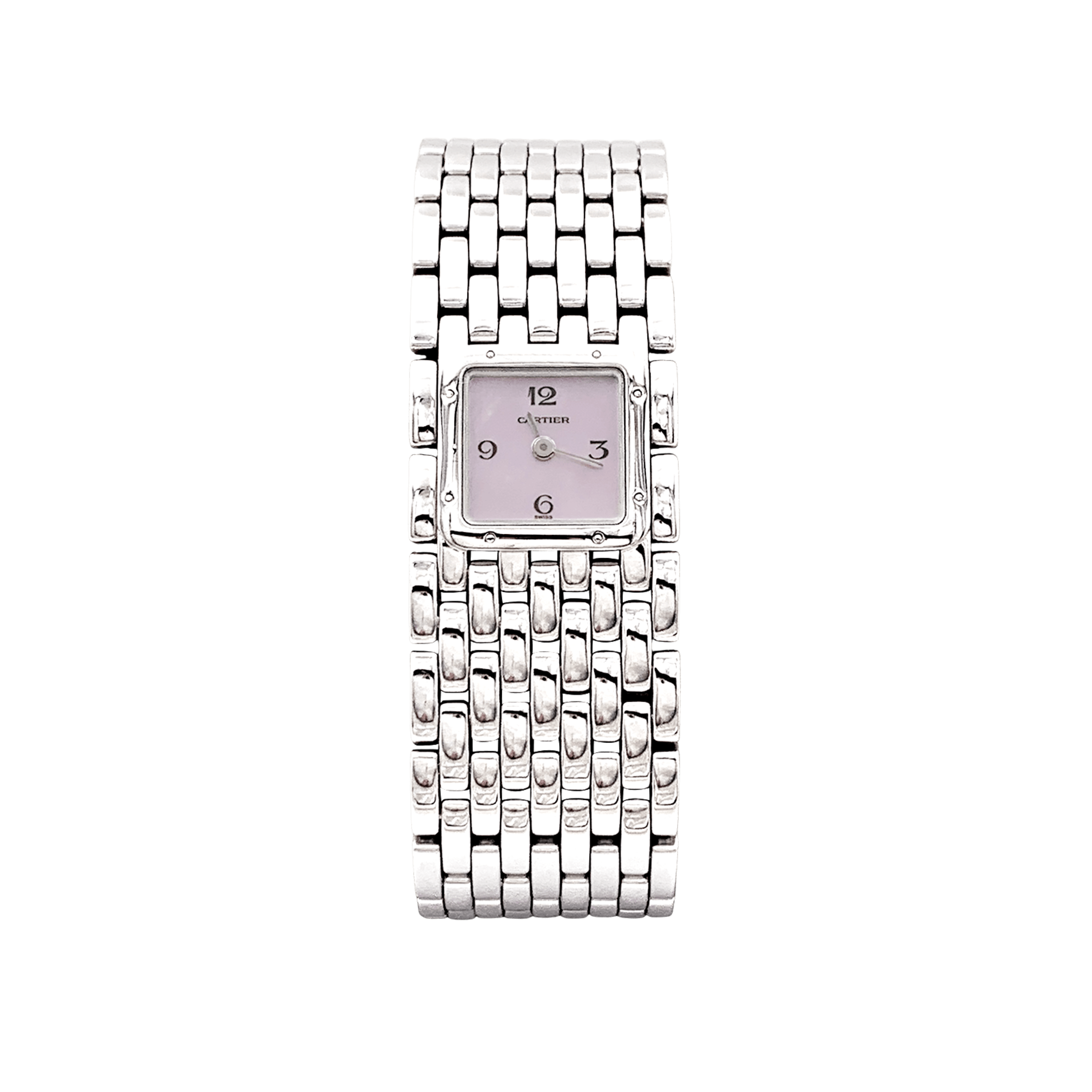 Montre Cartier "Panthère ruban" en acier et nacre. 1