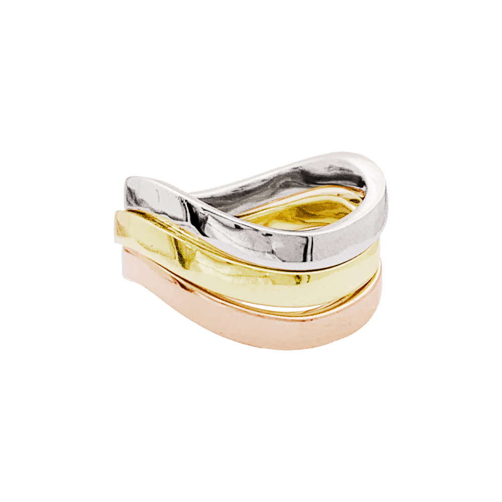 Bague Dinh Van trois anneaux en trois tons d'or. 2