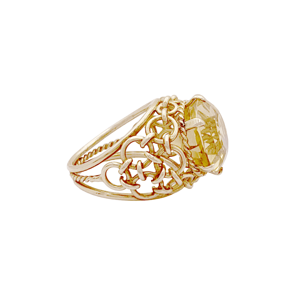 Bague vintage or jaune, citrine. 3