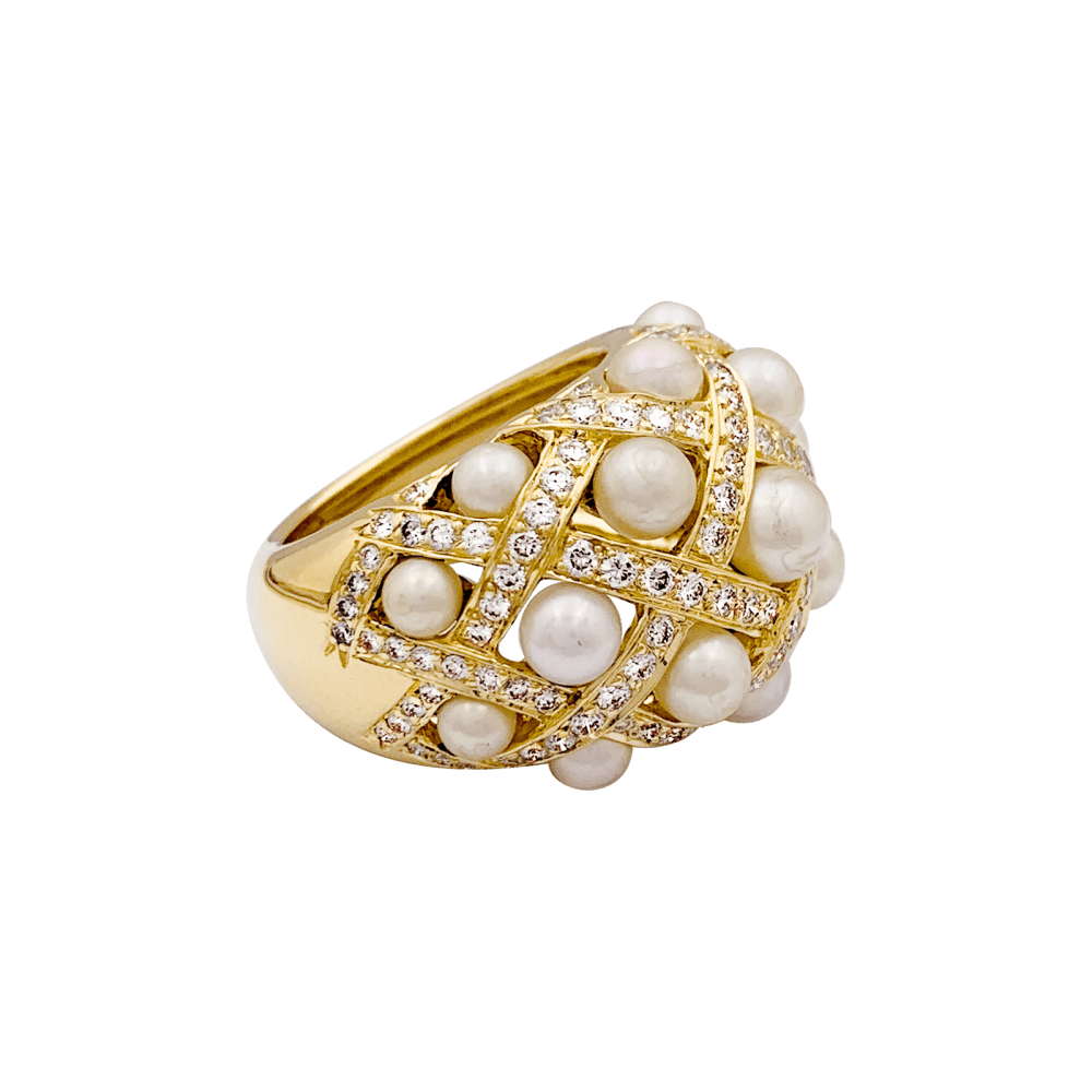 Bague Chanel, "Baroque", or jaune, diamants et perles. 3