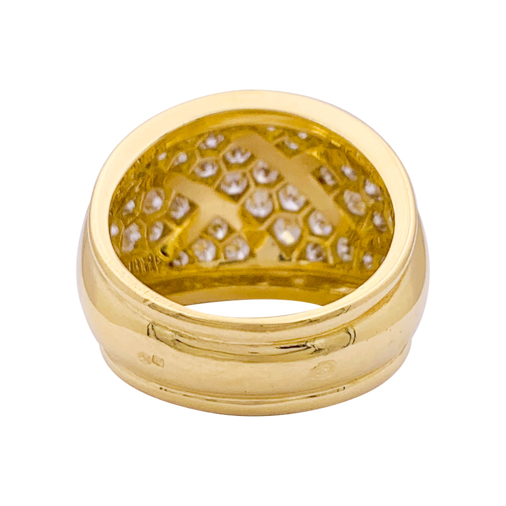 Bague pavage or jaune, diamants. 2