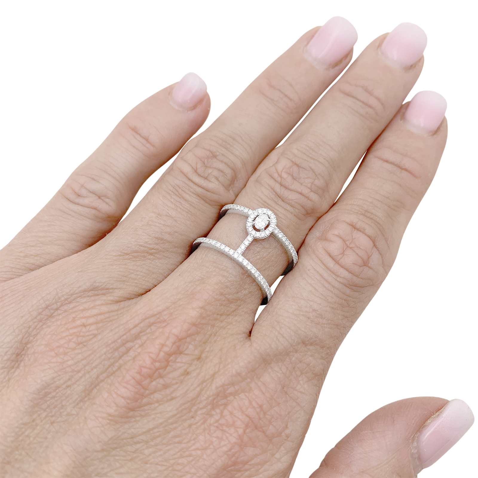 Bague Messika "Glam'Azone" or blanc, diamants. 6