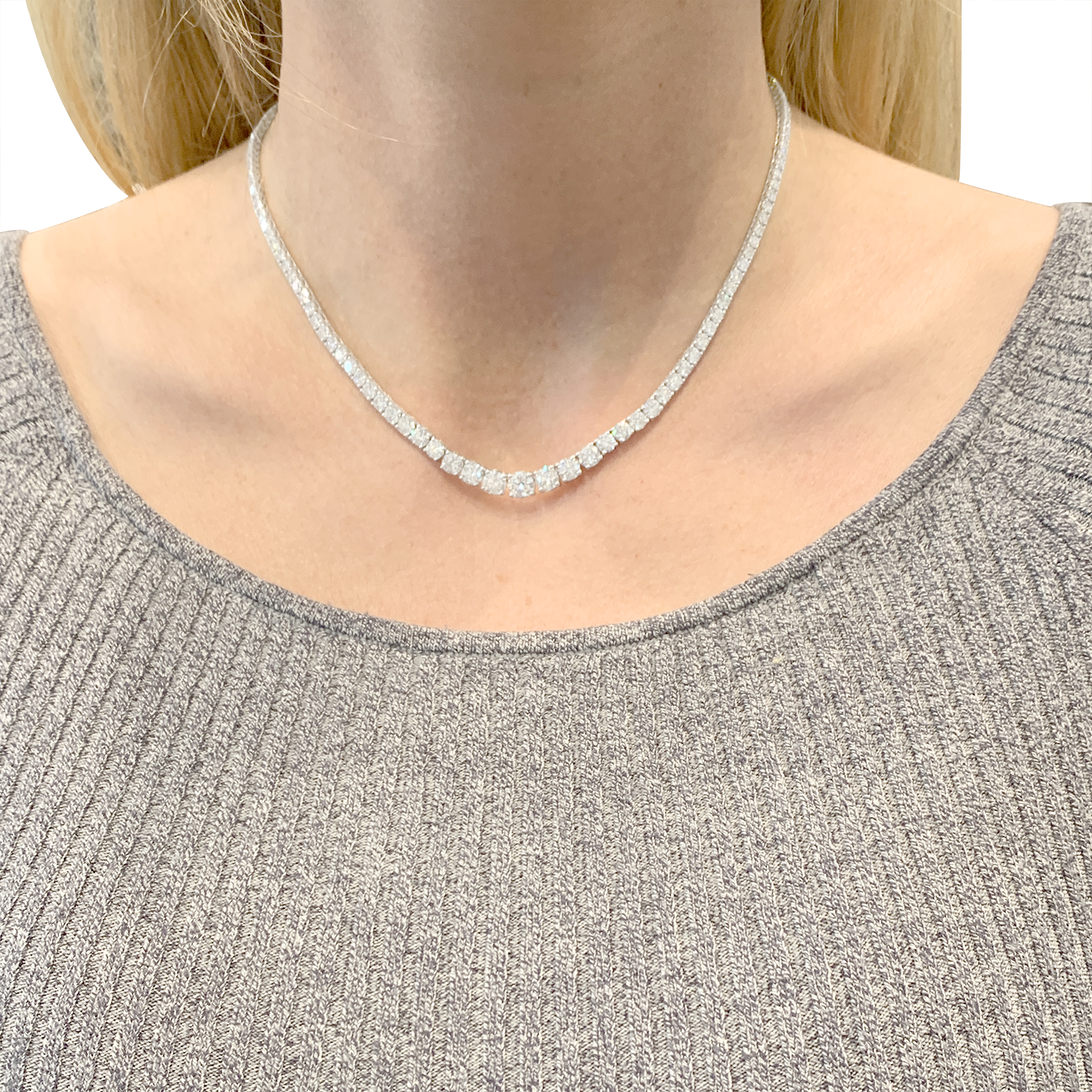 Collier rivière or blanc et diamants. 5