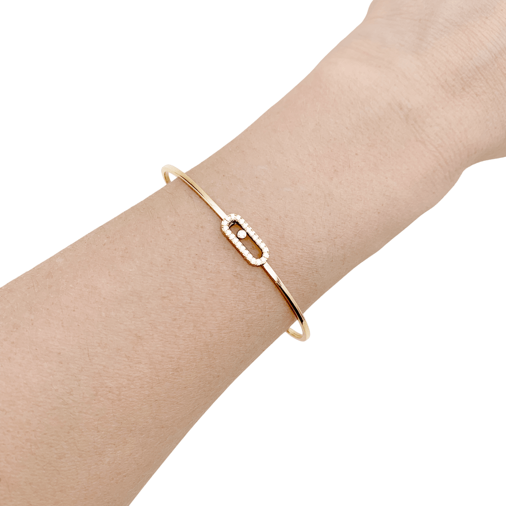 Bracelet Messika, "Jonc Flex Pavé Move Uno", or rose et diamants. 6