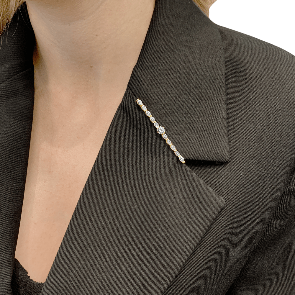 Broche-barrette or jaune et diamants. 5