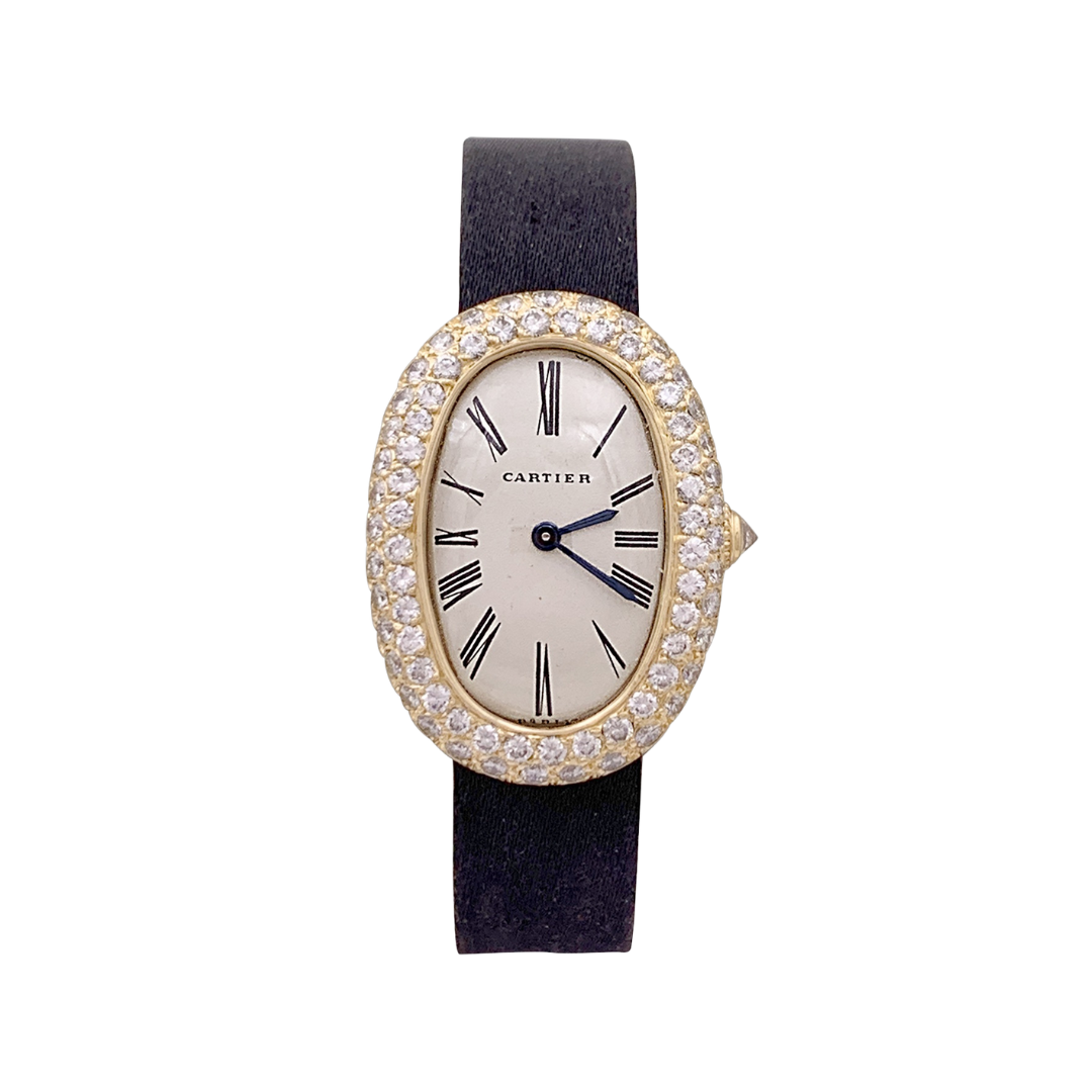 Montre Cartier, "Baignoire", or jaune, diamants. 1