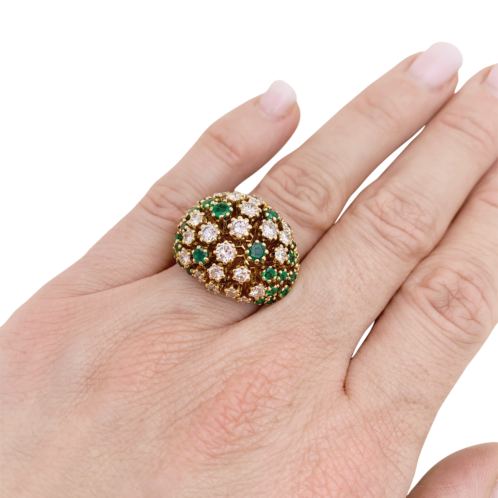 Bague Patek Philippe or jaune, diamants, émeraudes. 6