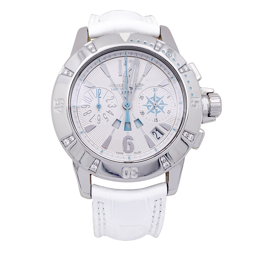 Montre Jaeger Lecoultre "Lady Diving Chrono Date" acier, diamants. 3