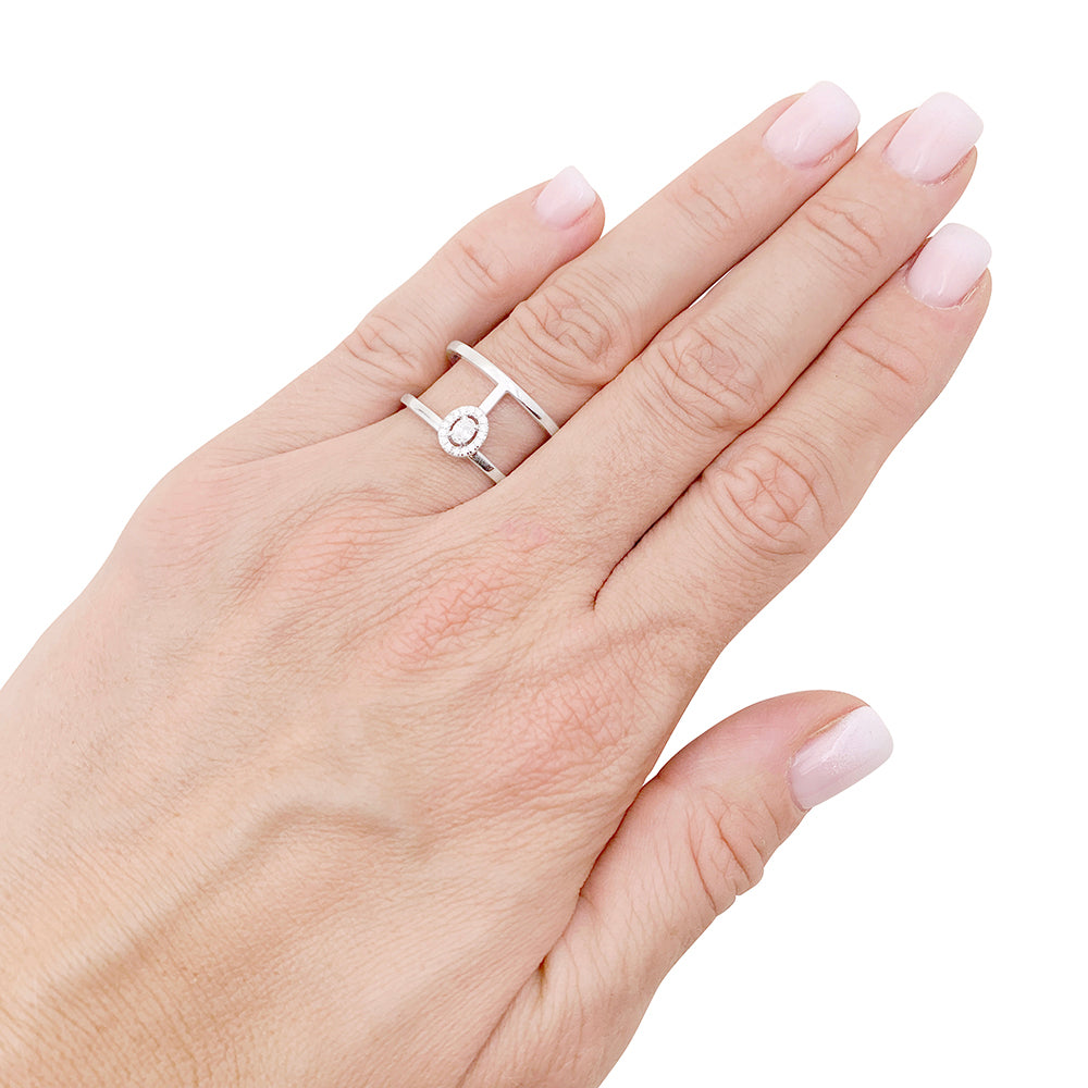 Bague Messika, "Glam'Azone", or blanc, diamants. 5