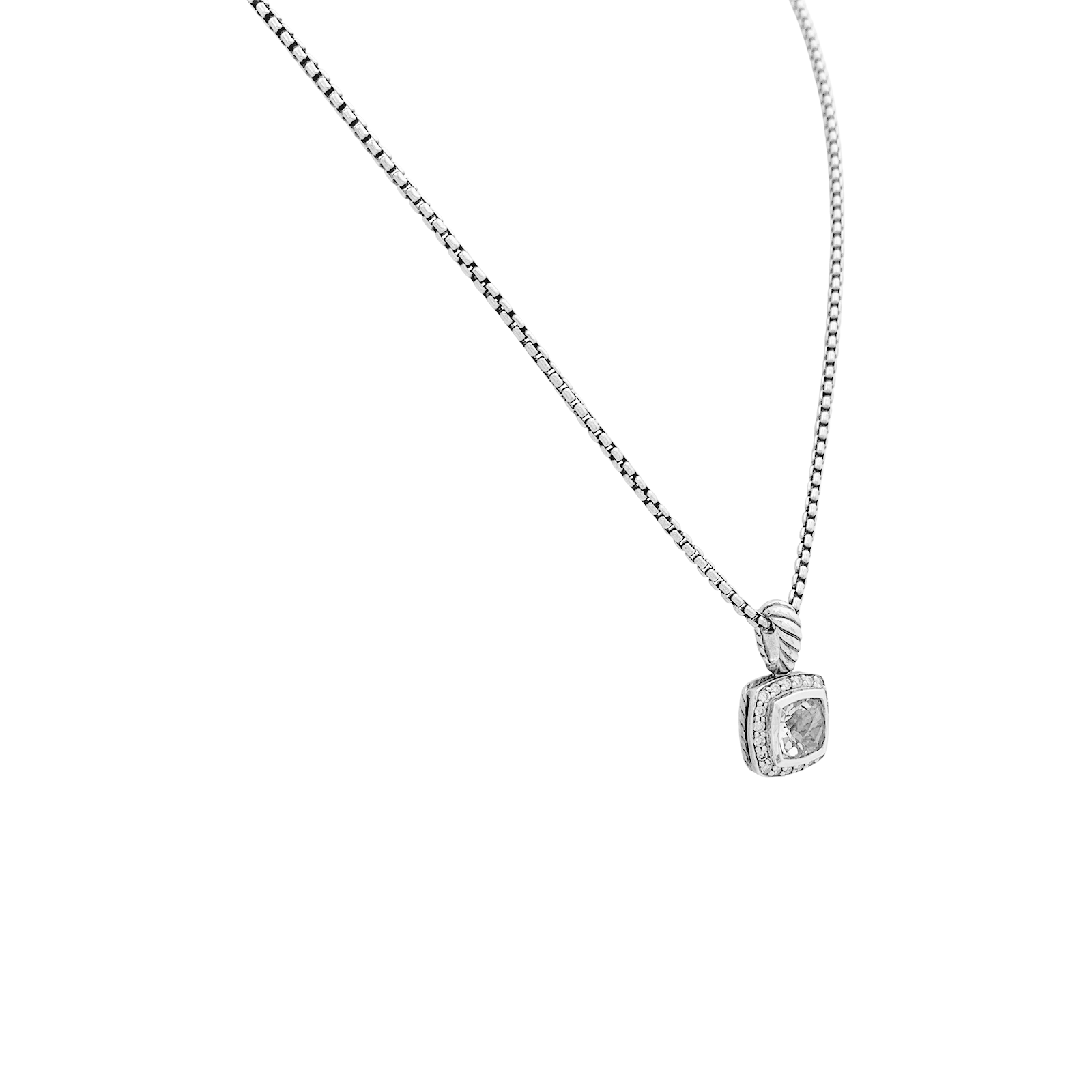 Collier David Yurman, "Petite Albion", argent, topaze blanche, diamants. 3