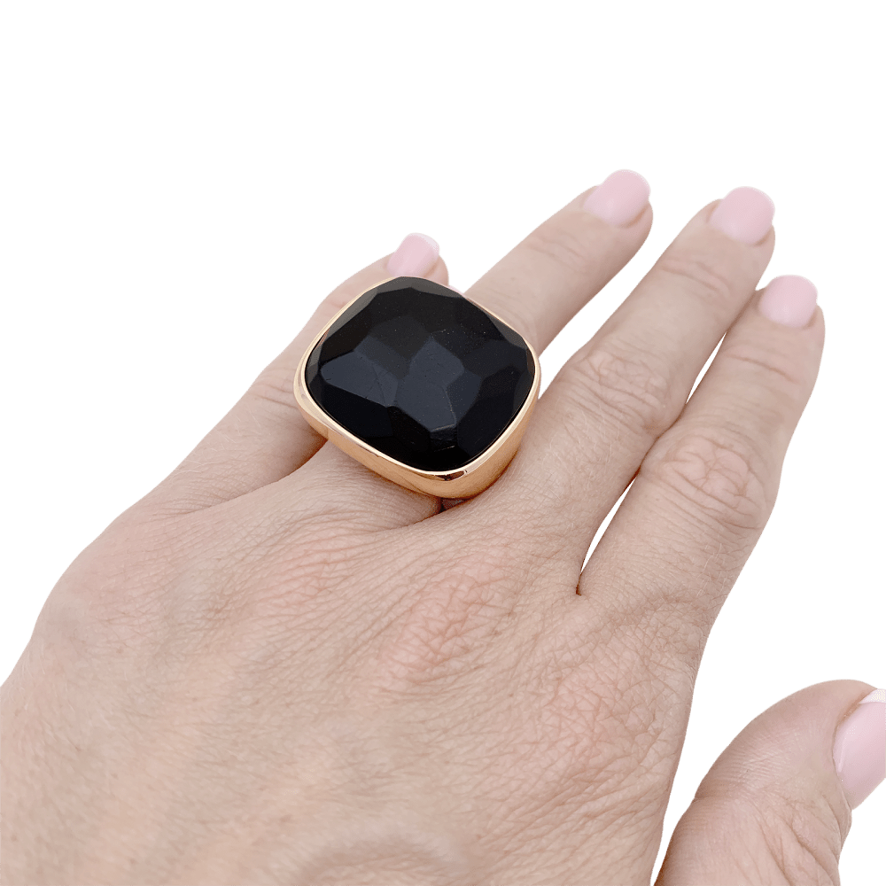 Bague Pomellato "Victoria", or rose, jais. 7