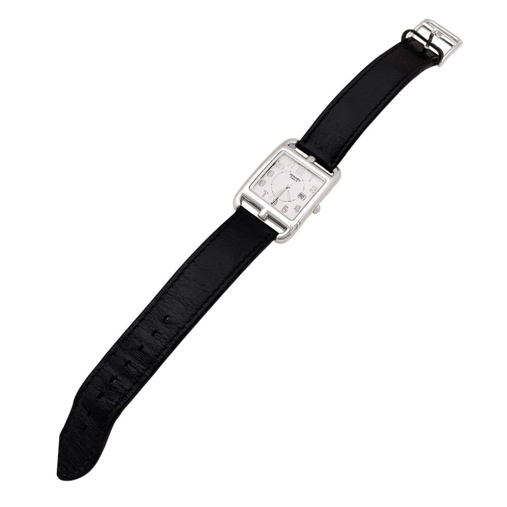 Montre Hermès, "Cape Cod", acier, cuir, grand modèle. 2
