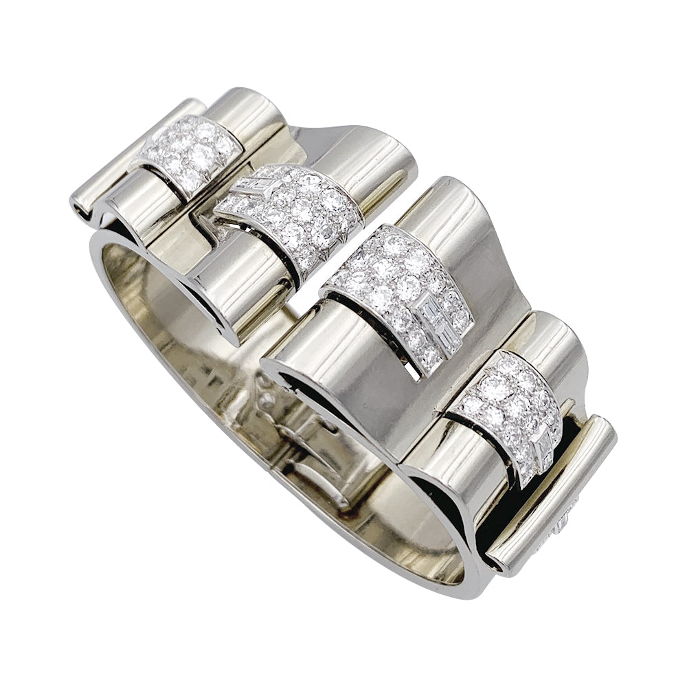 Bracelet Art Déco René Boivin, platine, or blanc, diamants. 3