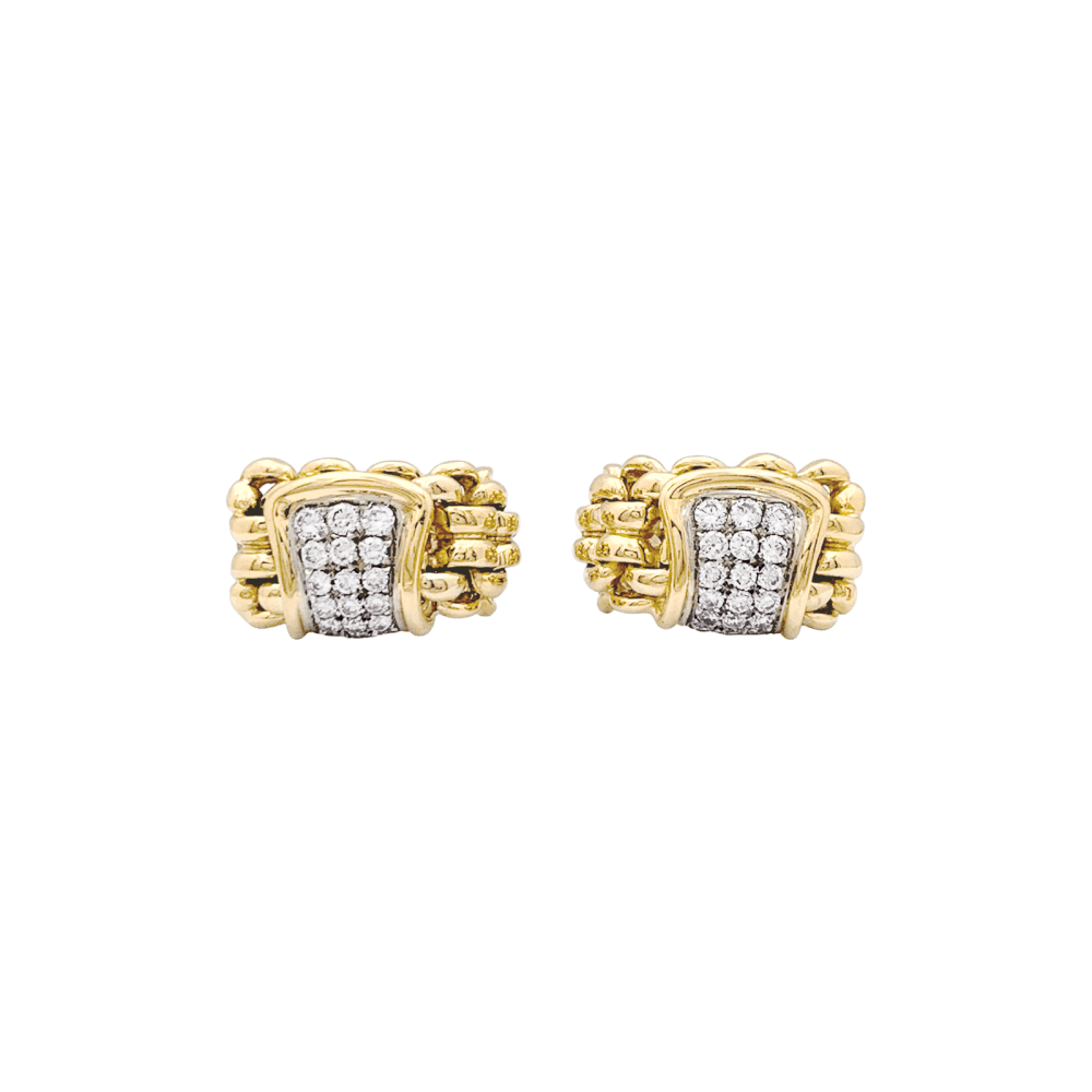 Boucles d'oreilles "Mailles" vintage deux tons d'ors et diamants. 3