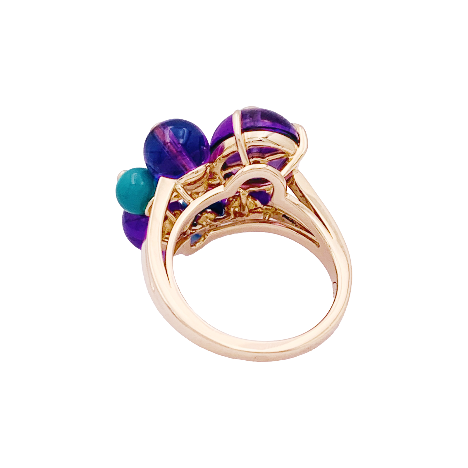 Bague Cartier, "Délices de Goa", or rose, diamant, turquoises, améthystes. 3
