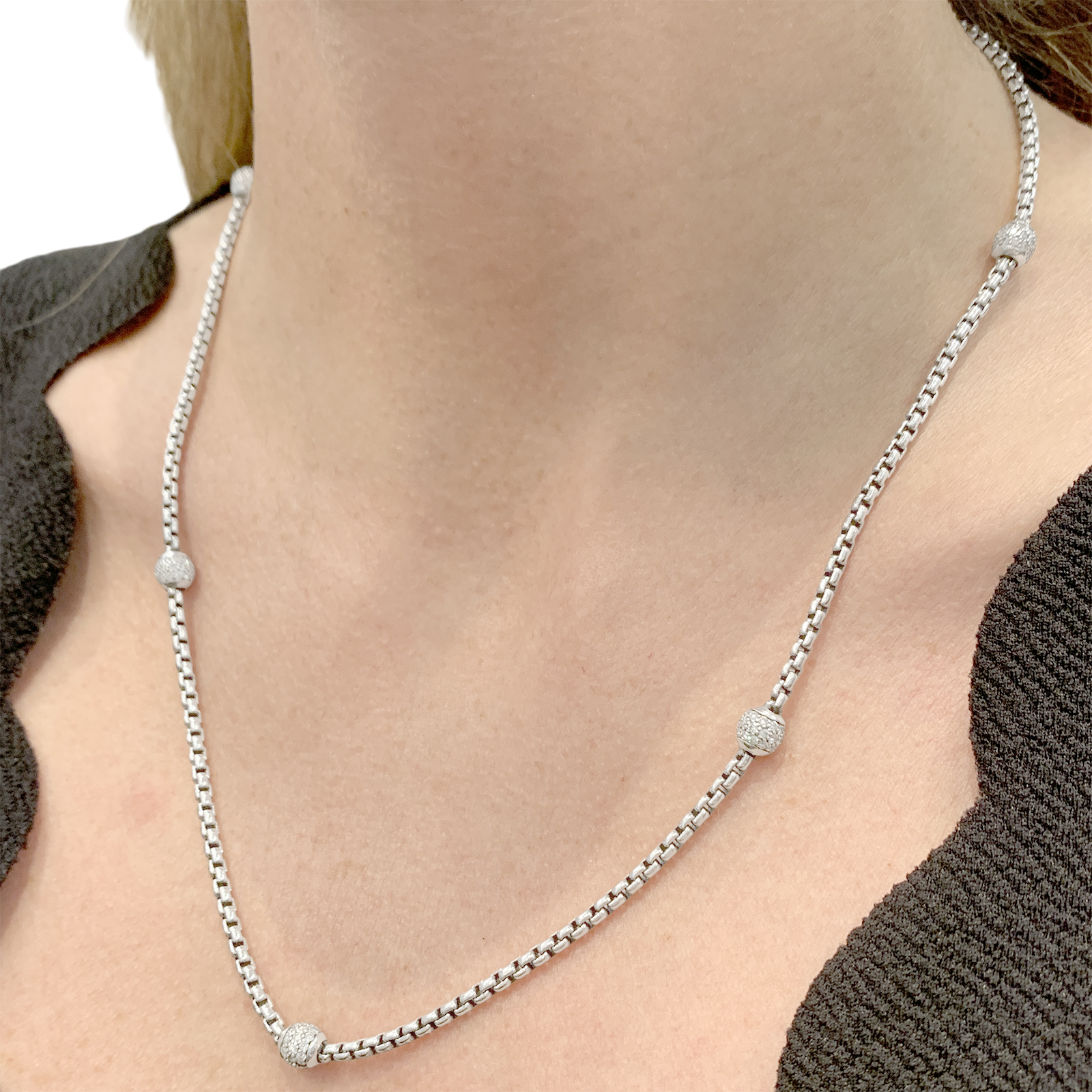 Collier David Yurman, argent, diamants. 4