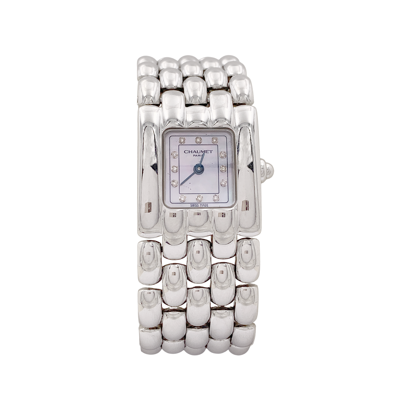 Montre Chaumet modèle "Khésis" en acier, nacre. 1