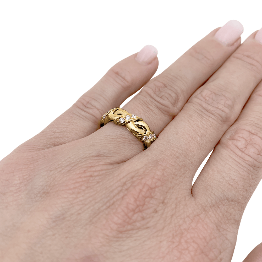 Bague Chaumet, "Tresse", or jaune et diamants. 7