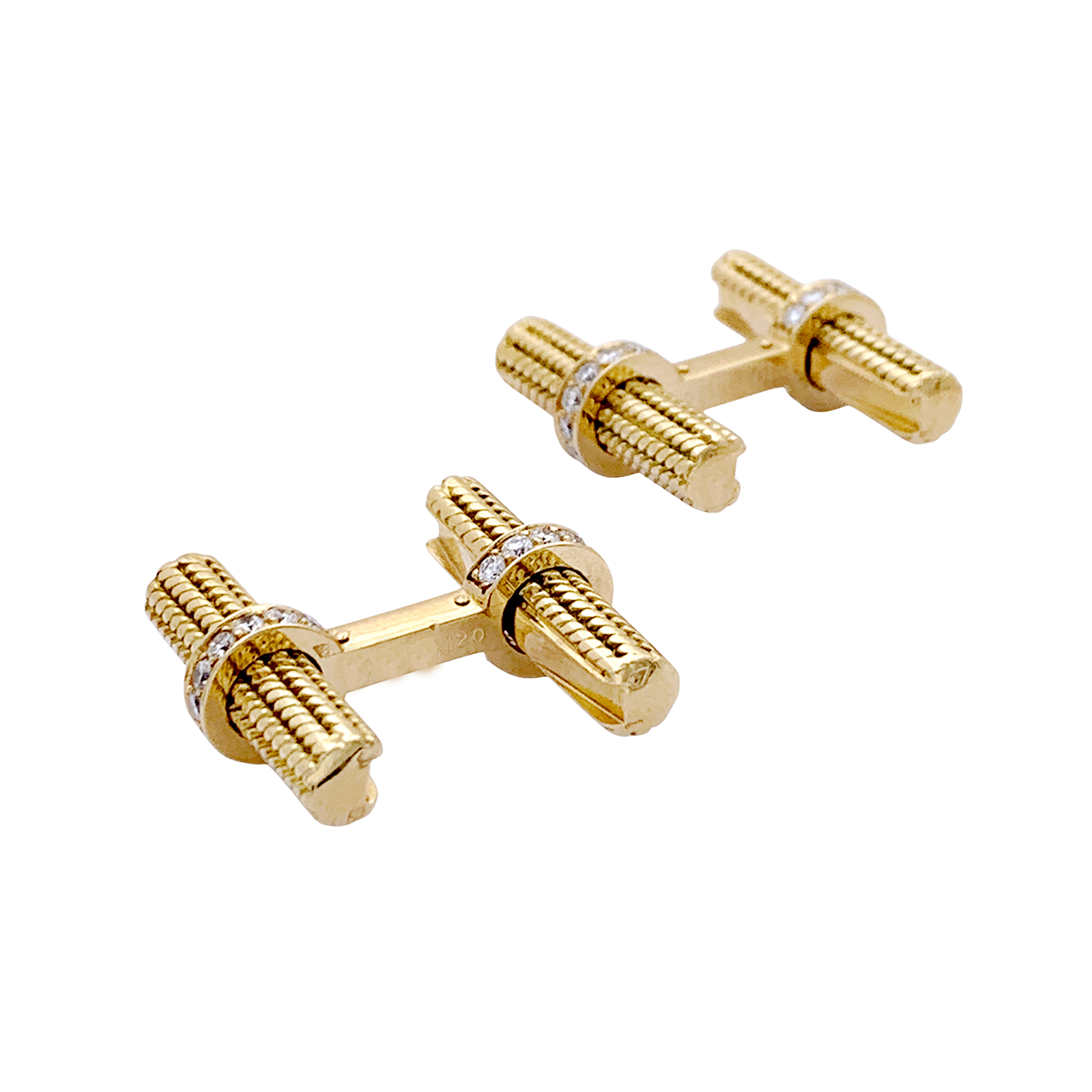 Boutons de manchette VAN CLEEF ET ARPELS, or jaune et diamants. 5