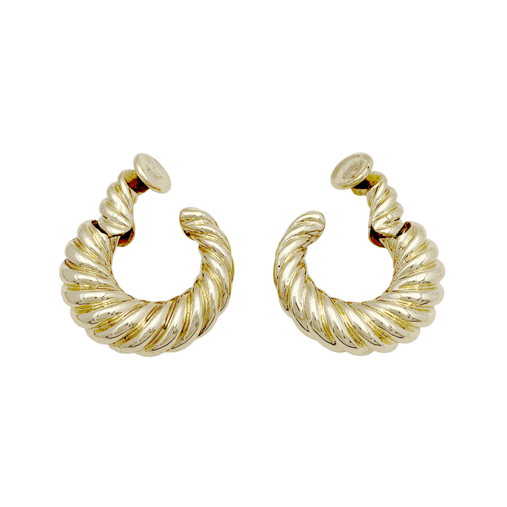 Boucles d'oreilles créoles Van Cleef & Arpels, or jaune godronné. 4