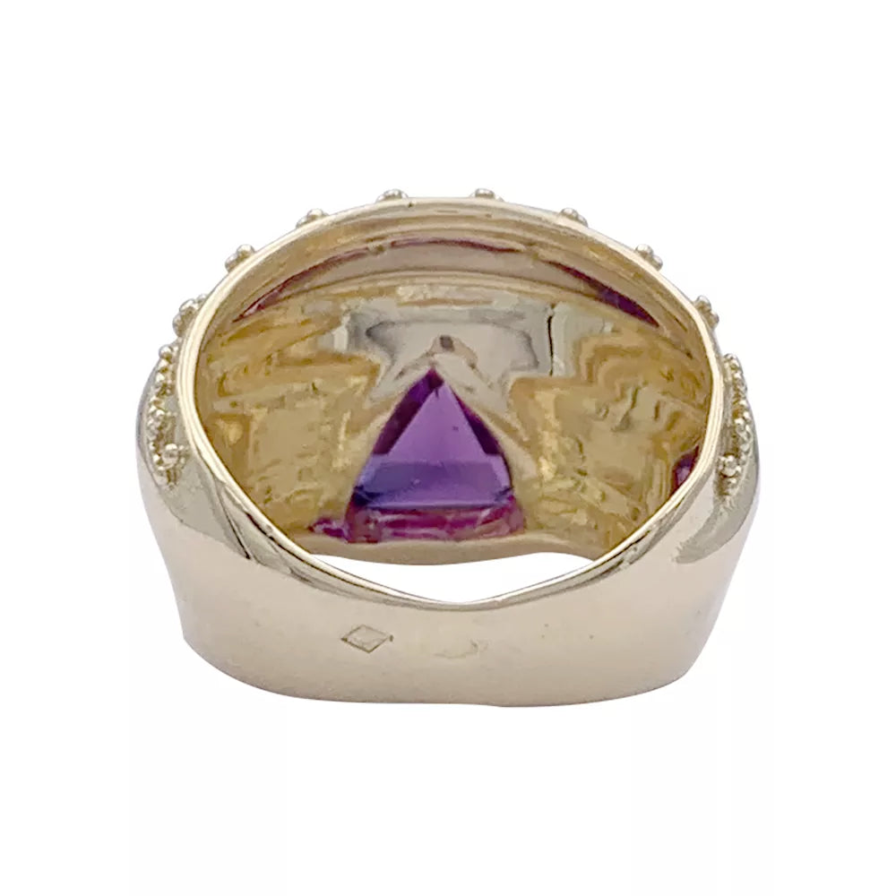 Bague or jaune, améthyste. 5
