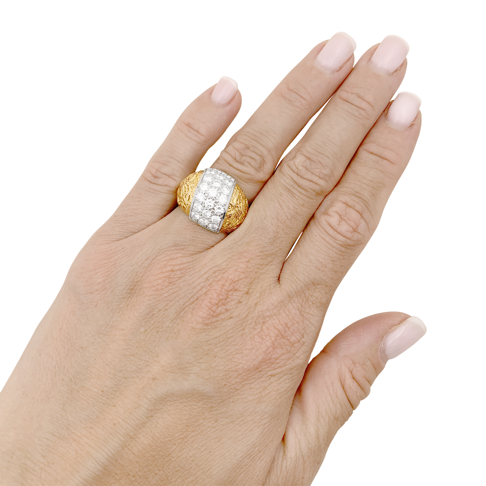 Bague deux tons d'or et diamants. 5
