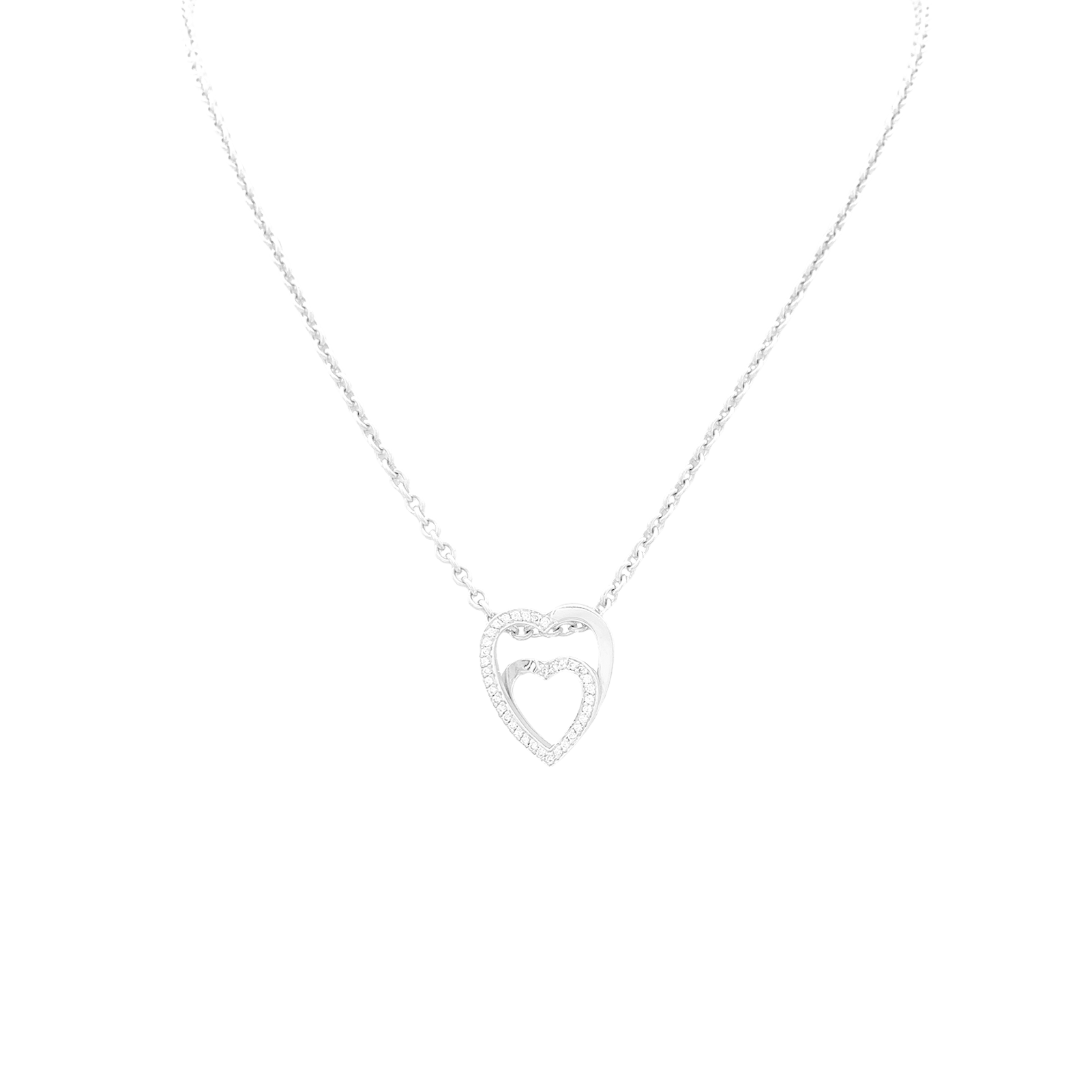 Collier Cartier, "Coeurs", or blanc, diamants. 1