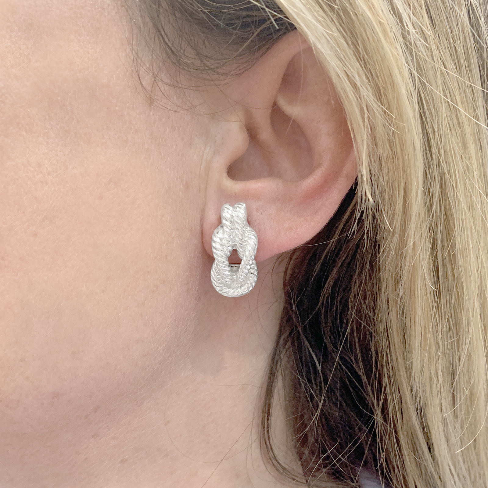 Boucles d'oreilles HERMÈS, "Audierne" en argent. 5