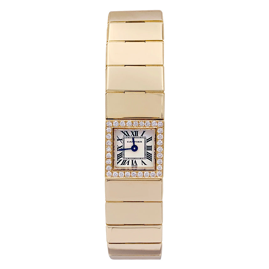 Montre Cartier, "Tank Lingot", or jaune, diamants. 1