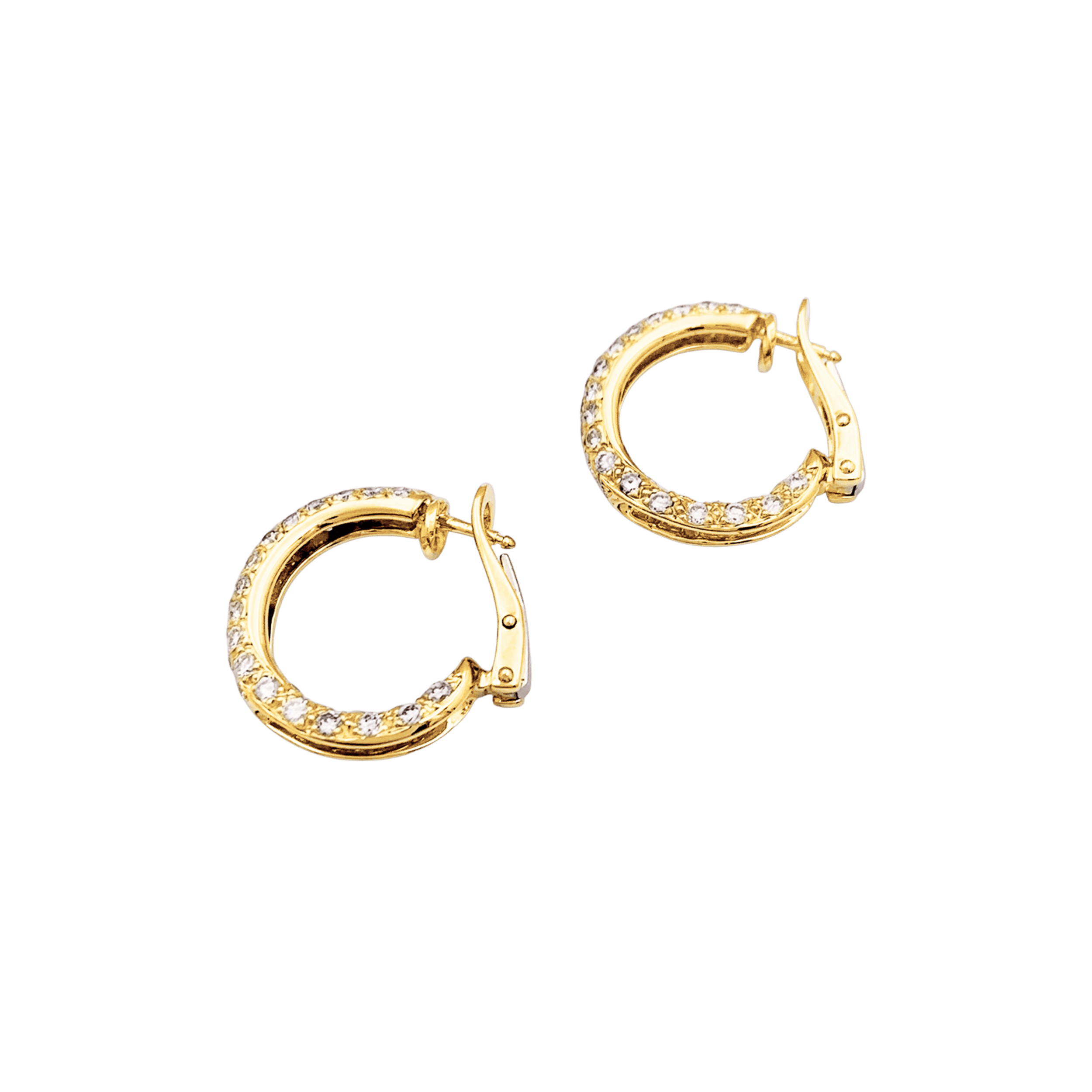 Boucles d'oreilles créoles en or jaune et diamants. 5