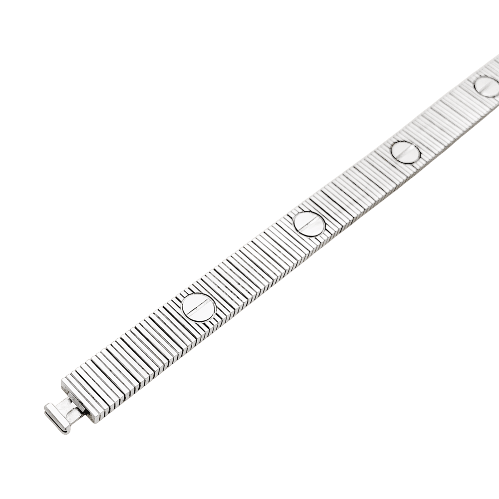 Bracelet Cartier, "Love Unlimited Souple", or blanc. 5