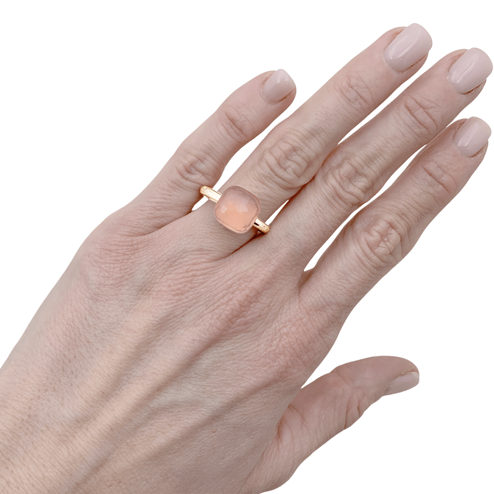 Bague Pomellato, "Nudo Classic", deux ors, quartz rose. 7