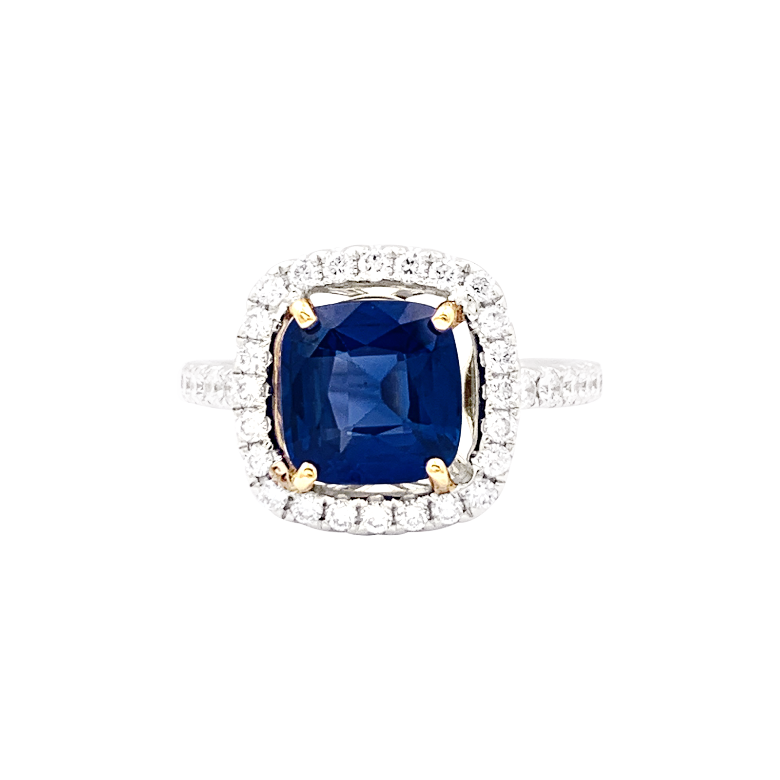 Bague saphir, diamants, deux ors. 3