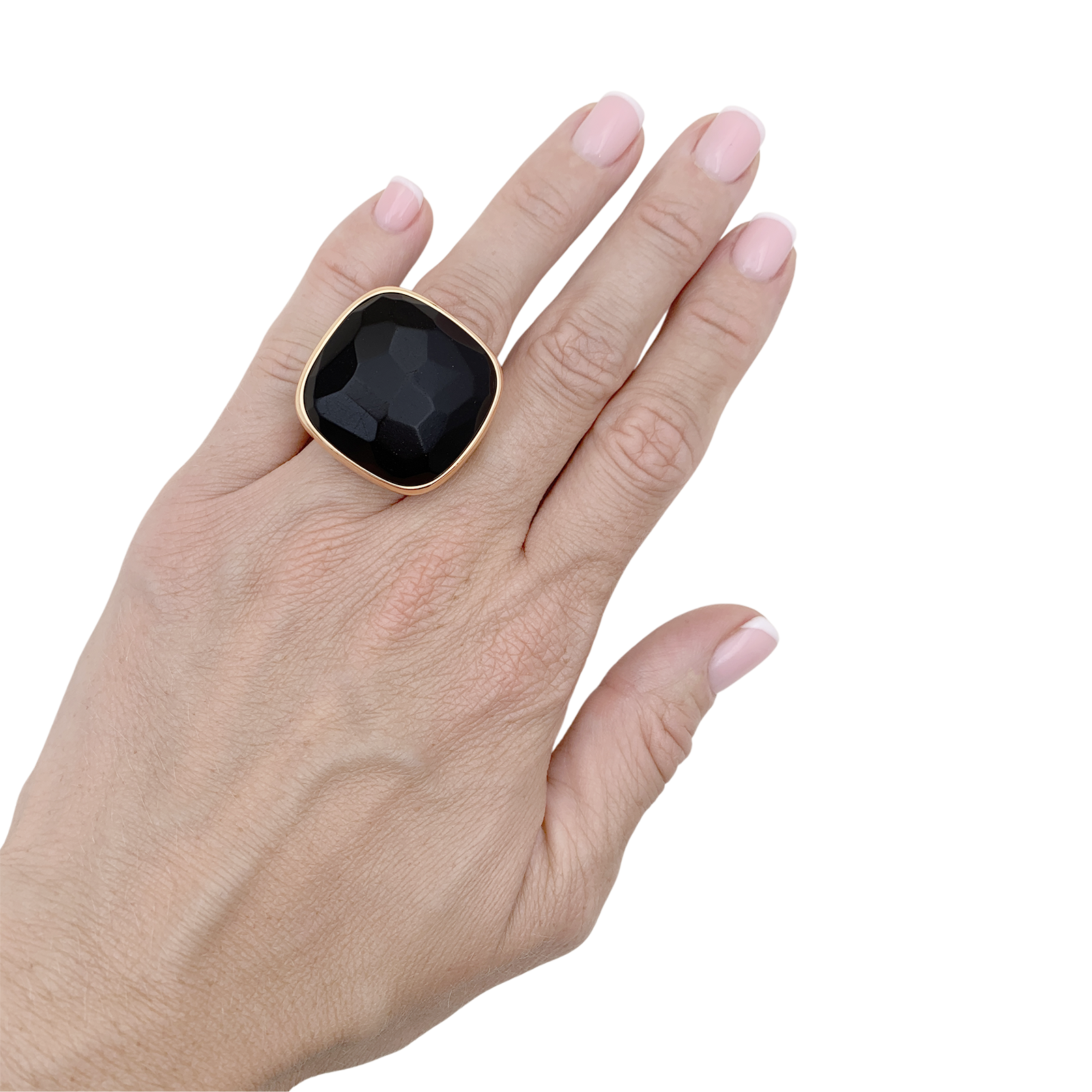Bague Pomellato "Victoria", or rose, jais. 6
