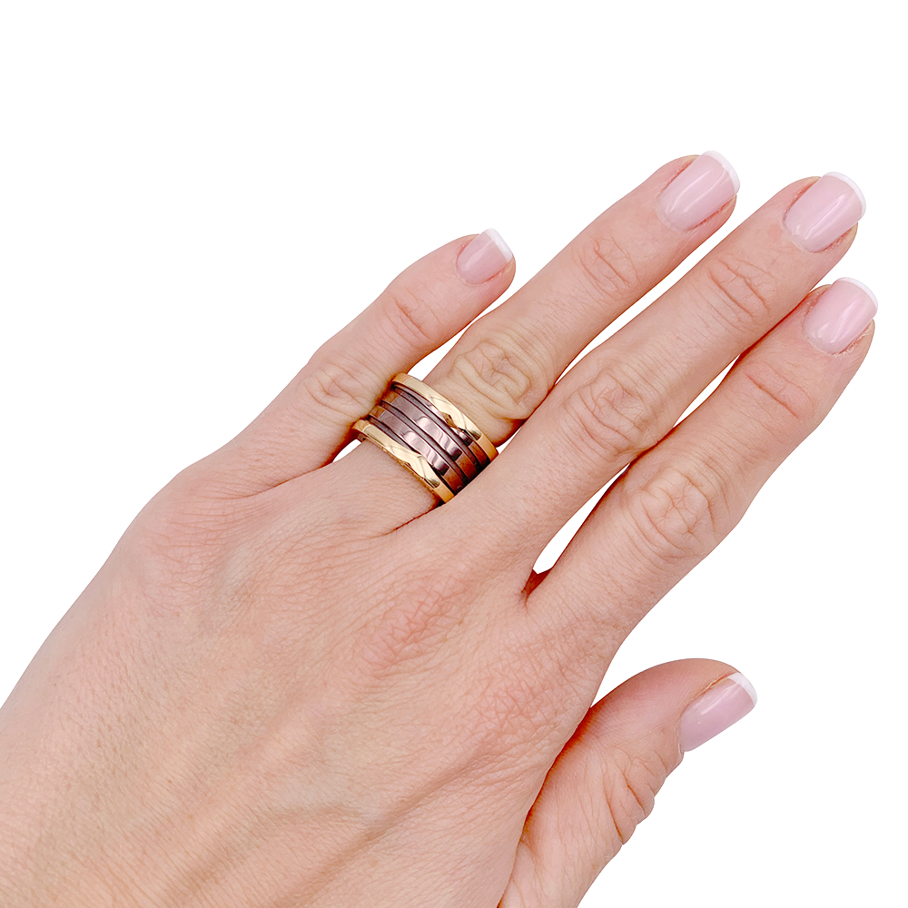 Bague Bulgari, "B.Zero1", or rose, cermet. 5