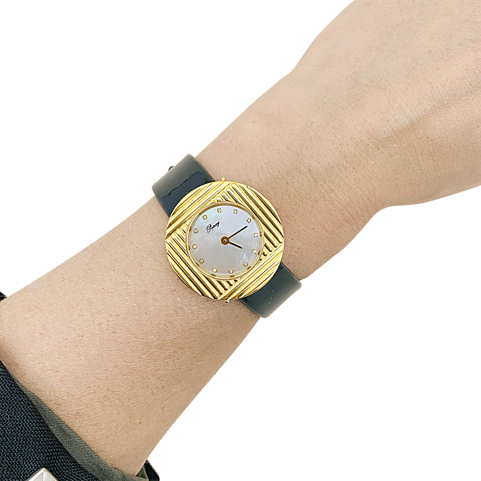 Montre Poiray "Ma Seconde" acier, or, cuir, nacre, diamants. 2