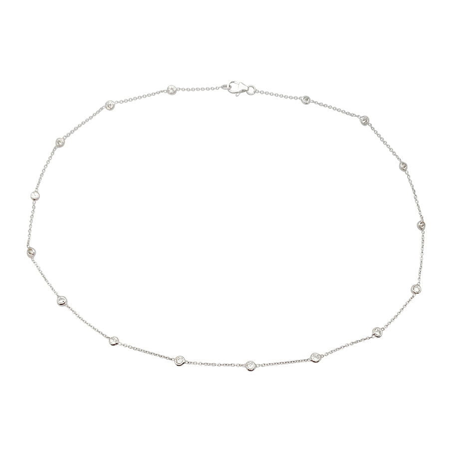 Collier gouttière en or blanc, diamants. 5