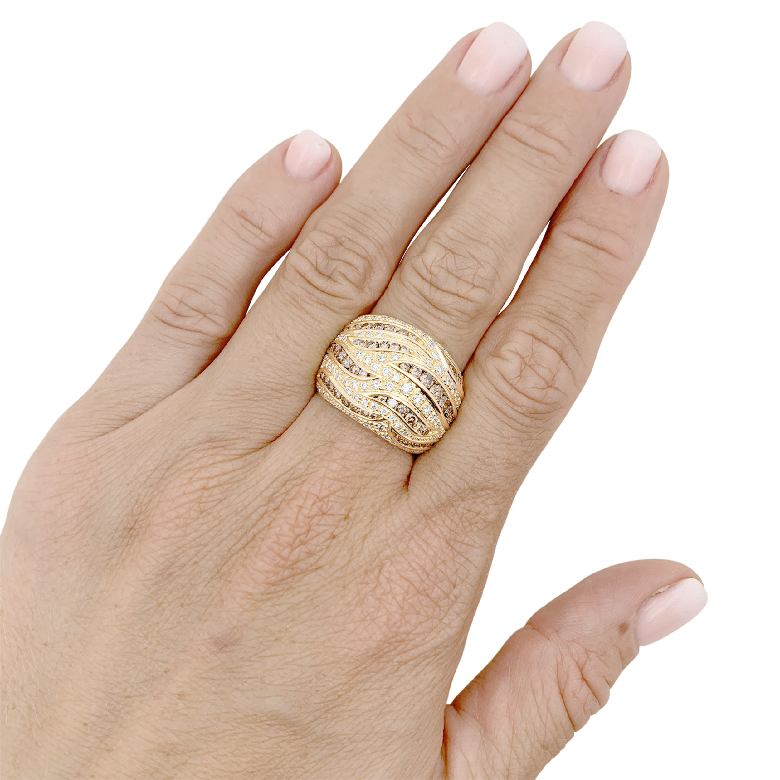 Bague Damiani en or jaune, pavage diamants, diamants bruns. 5