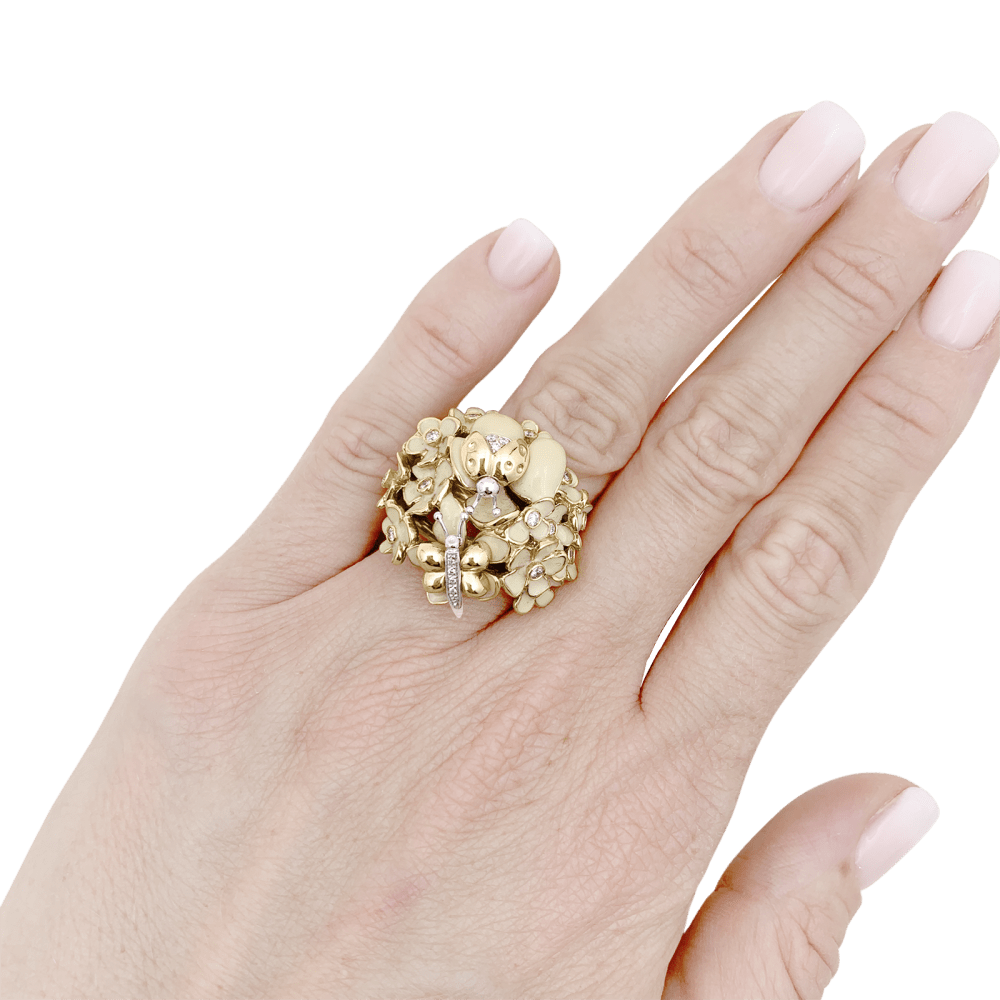 Bague Roberto Coin, or rose, émail et diamants. 5