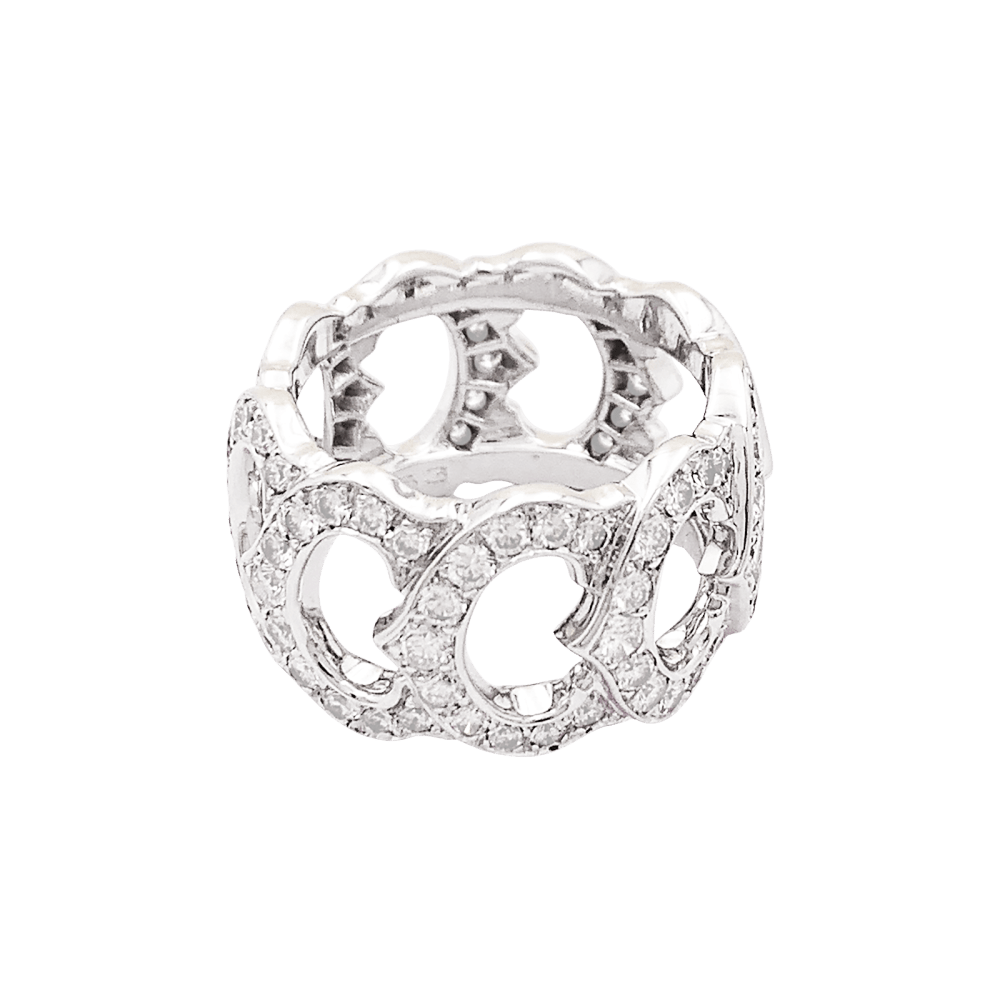 Bague Cartier, "C de Cartier", or blanc, diamants. 3