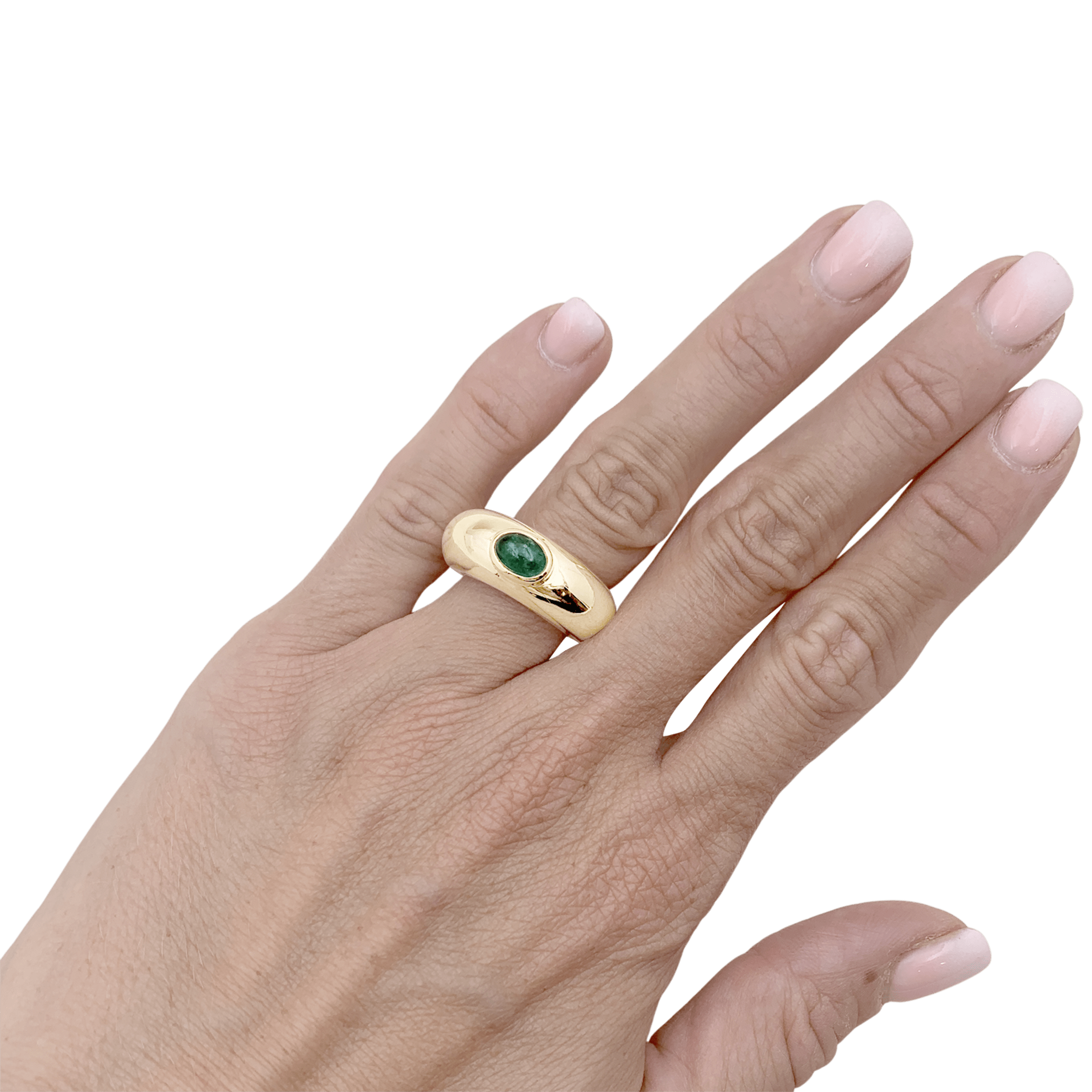 Bague Chaumet, "Anneau" or jaune et émeraude. 5